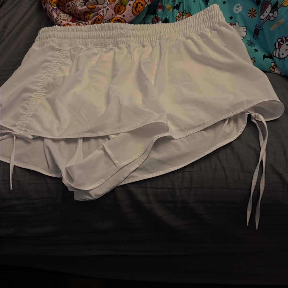 White offline side ties Athletic Shorts
